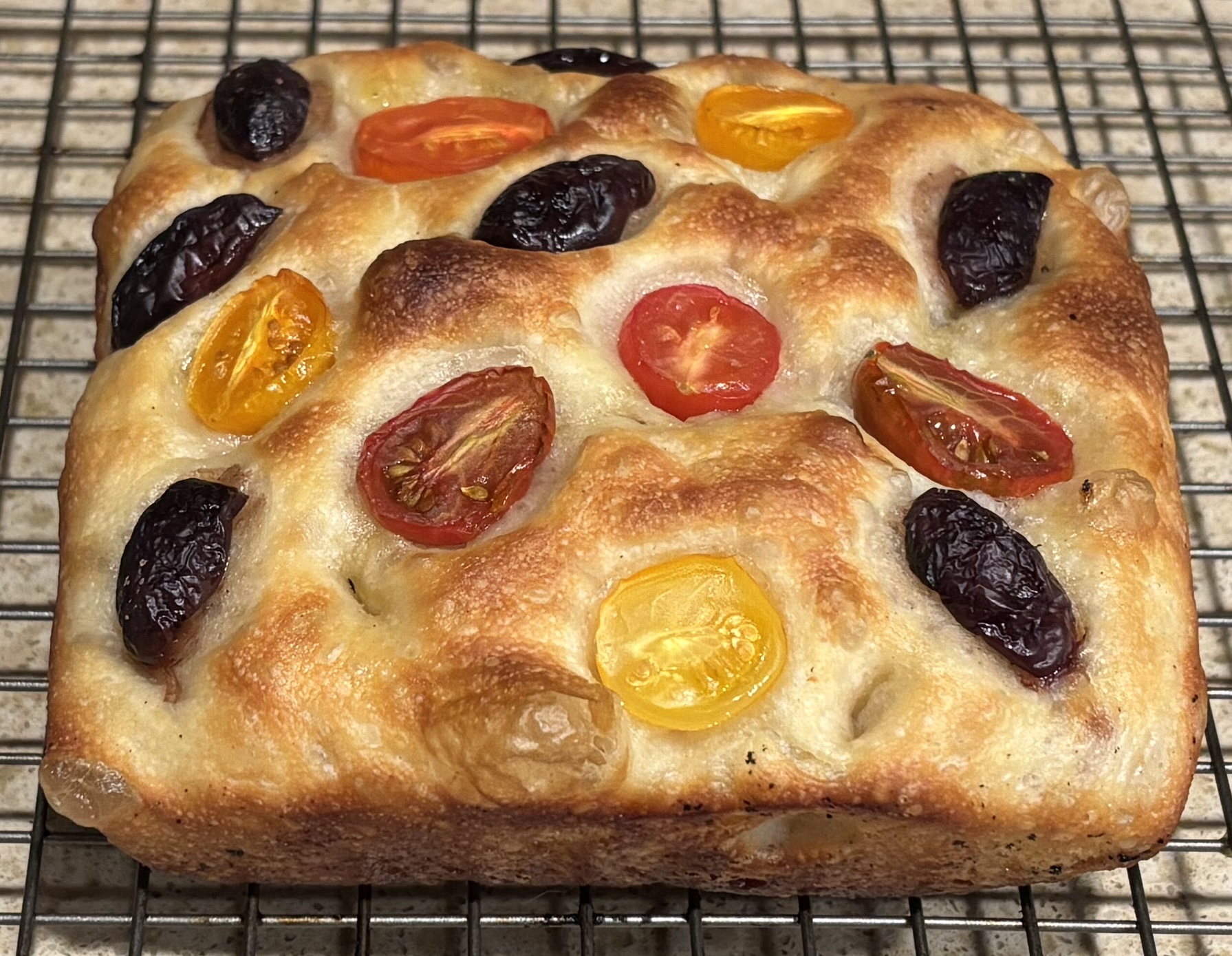 olive and tomato focaccia
